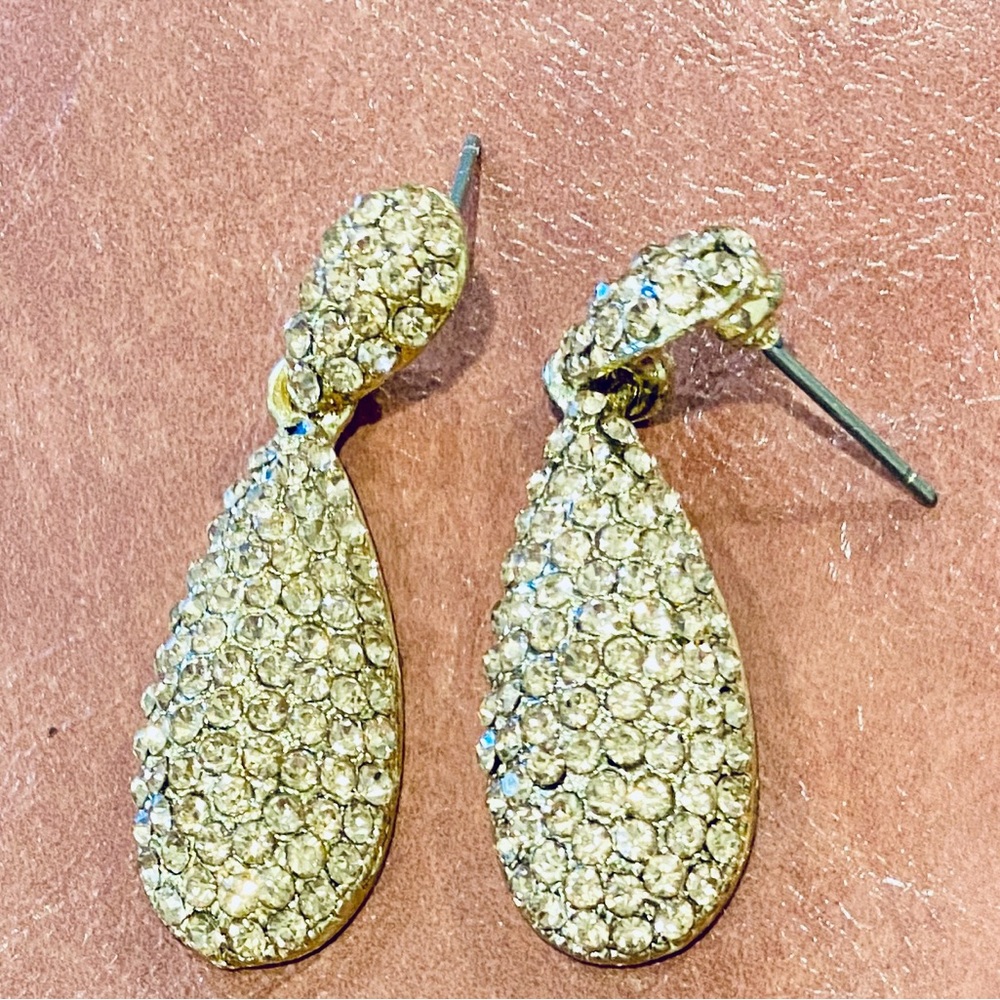 Gold CZ Teardrop Earrings